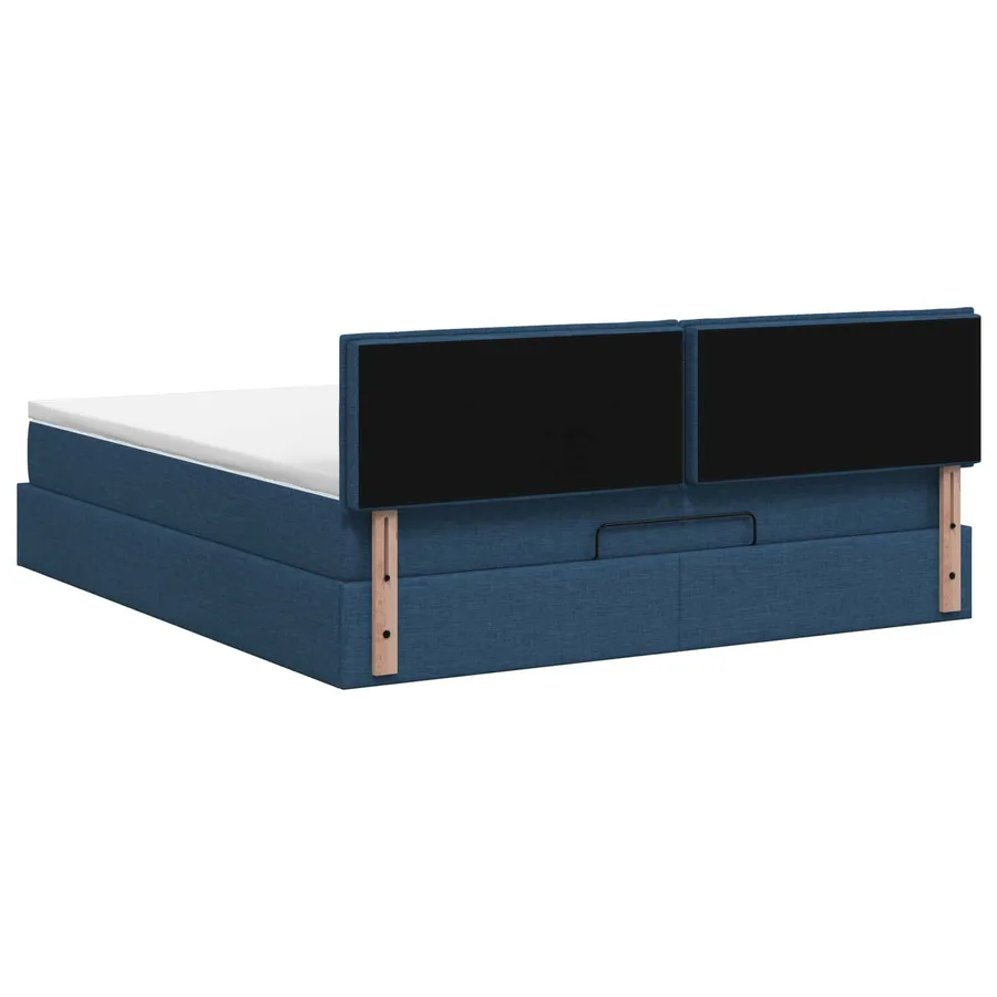 Lit ottoman avec matelas Bleu 140 x 200 cm Tissu - 8