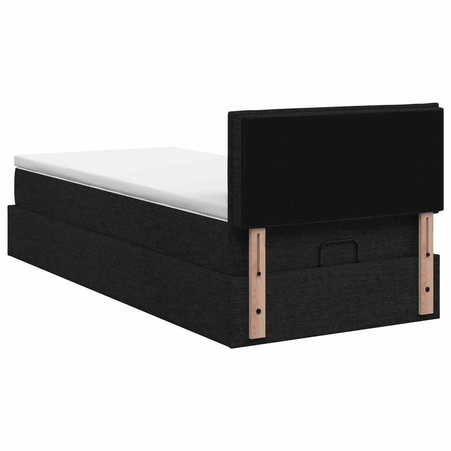 Lit ottoman avec matelas Noir 90 x 190 cm Tissu - 8