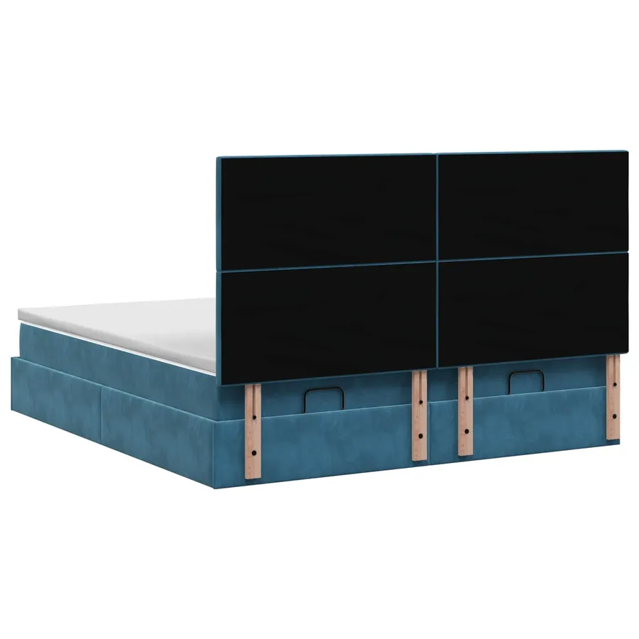 Lit ottoman avec matelas 2 pc Bleu foncé Velours - 9