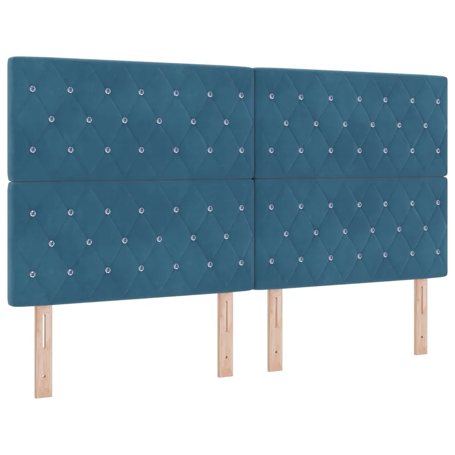 Lit ottoman avec matelas Bleu foncé 180 x 200 cm Velours - 3