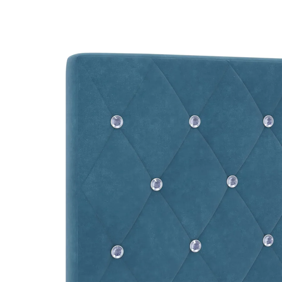 Lit ottoman avec matelas Bleu foncé 180 x 200 cm Velours - 9