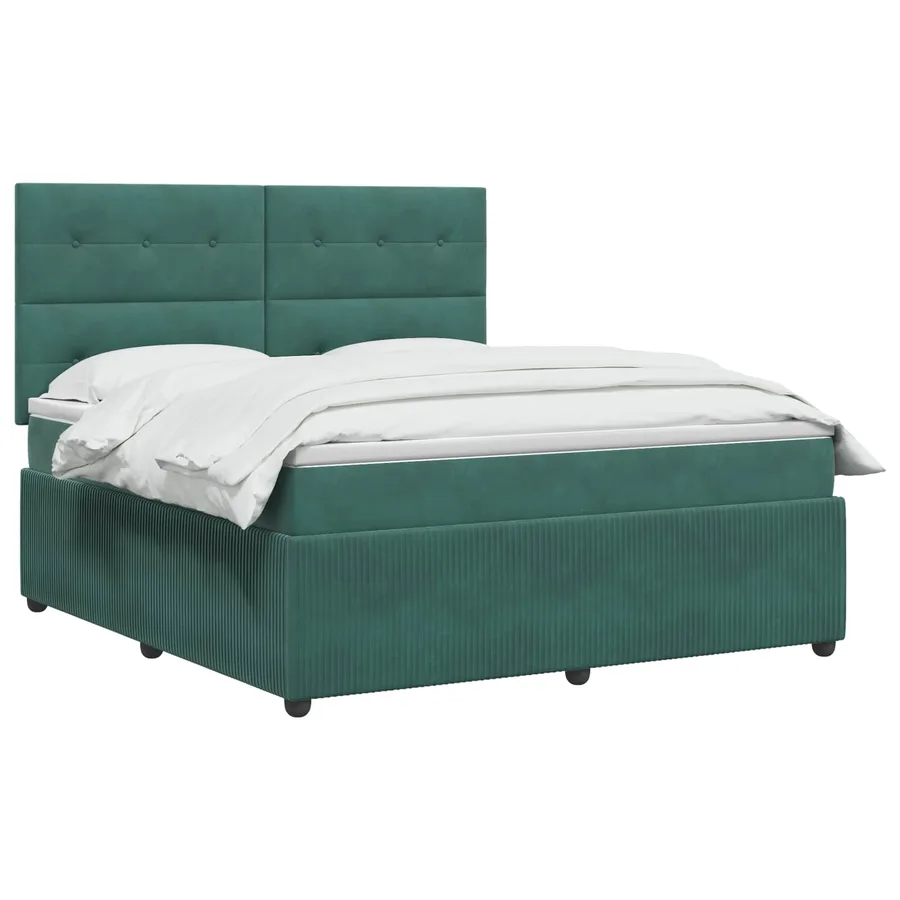 Lit boxspring LED avec matelas Vert foncé 180 x 200 cm Velours - 2