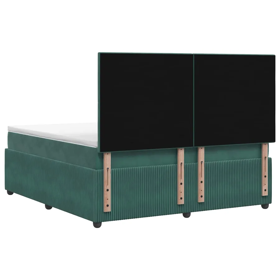 Lit boxspring LED avec matelas Vert foncé 180 x 200 cm Velours - 7