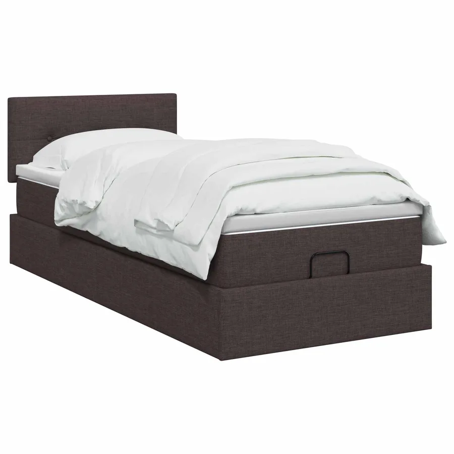 Lit ottoman avec matelas Marron foncé 90 x 190 cm Tissu - 2