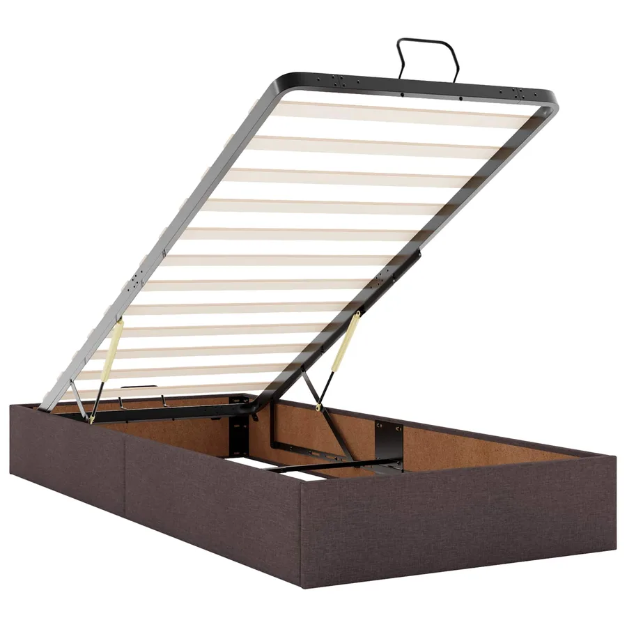 Lit ottoman avec matelas Marron foncé 90 x 190 cm Tissu - 4