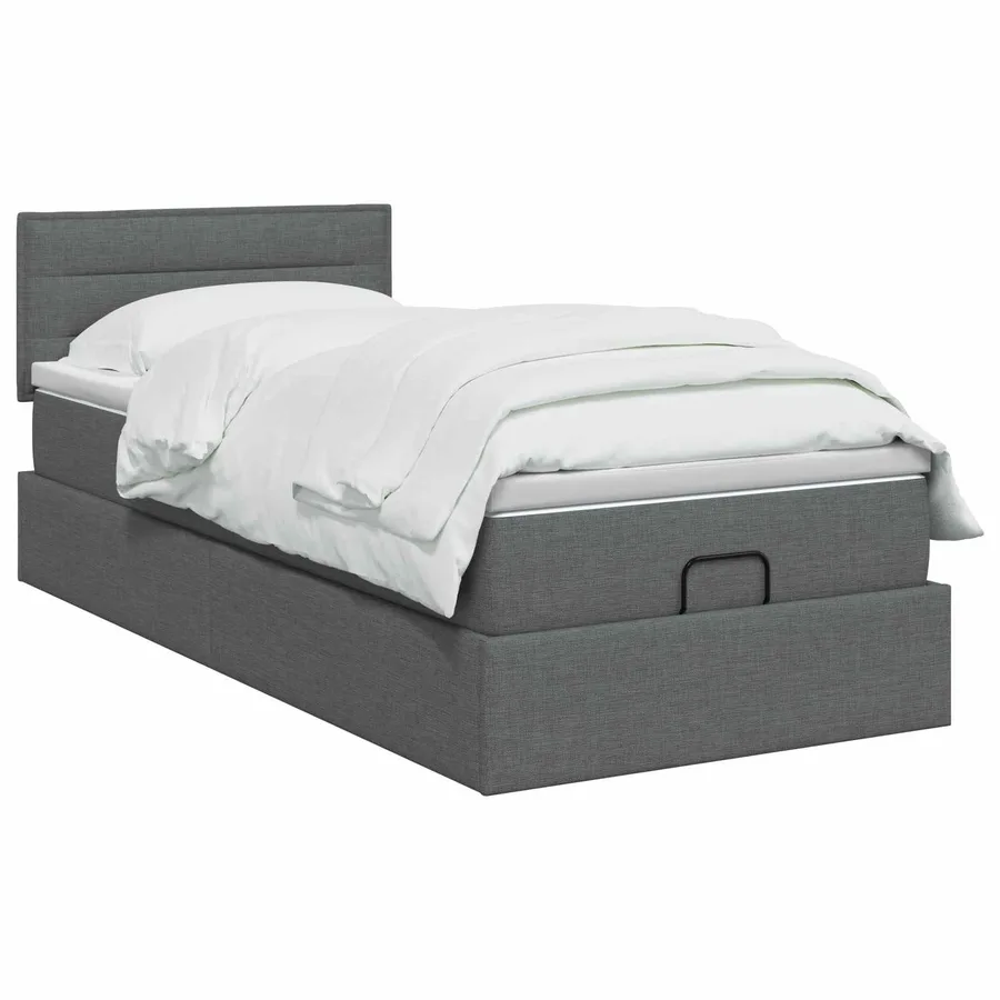 Lit ottoman avec matelas Gris foncé 90 x 200 cm Tissu - 2