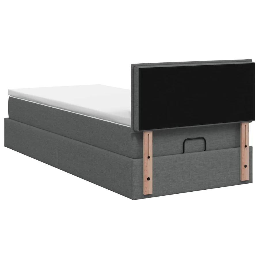 Lit ottoman avec matelas Gris foncé 90 x 200 cm Tissu - 8