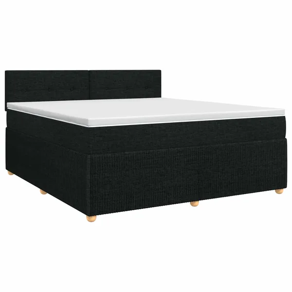 Lit boxspring avec matelas Noir 180 x 200 cm Tissu