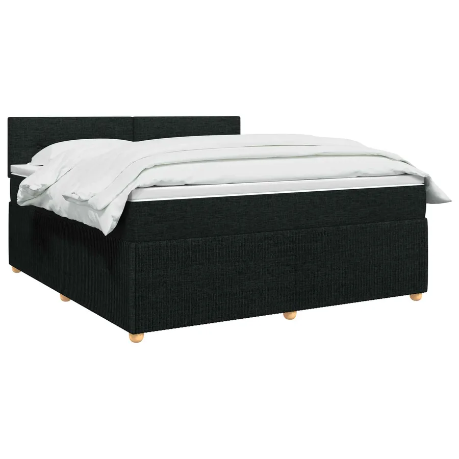 Lit boxspring avec matelas Noir 180 x 200 cm Tissu - 2
