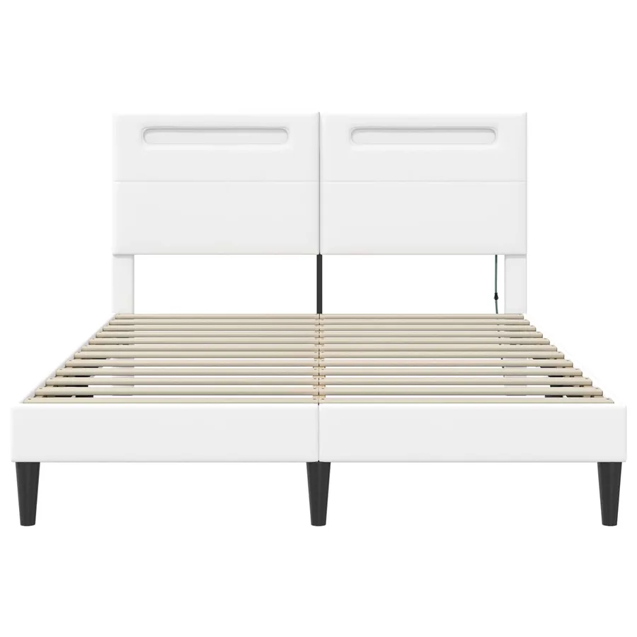 Cadre de lit avec bandes LED Blanc 140 x 190 cm Simili cuir - 6