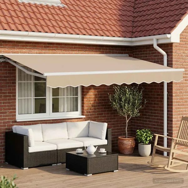 Auvent rétractable électrique Beige et blanc 3 x 2 m