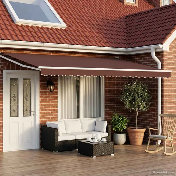 Auvent rétractable Marron 4 x 2 m Polyester et métal