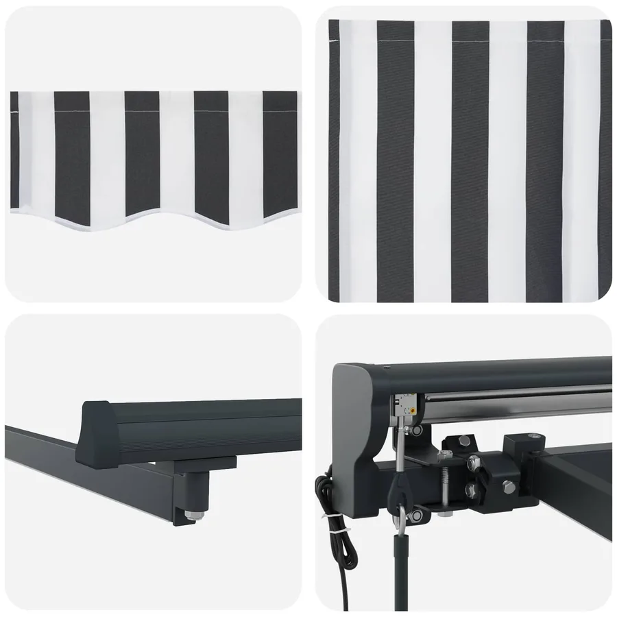 Auvent rétractable électrique Anthracite et blanc 5 × 3,5 m - 9