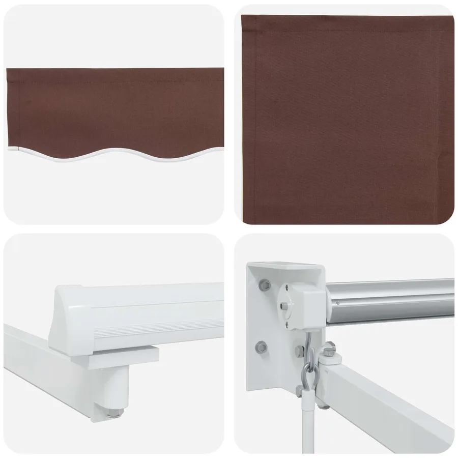 Store rétractable manuel avec LEDs Marron et blanc 4 x 2 m - 9