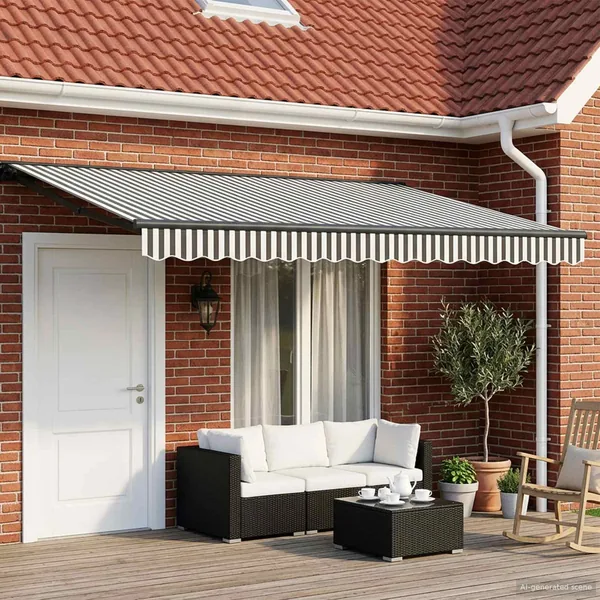 Auvent rétractable manuel Anthracite et blanc 5 × 3,5 m