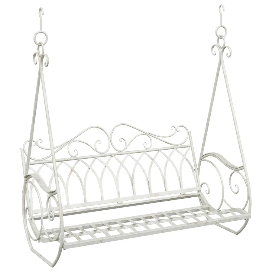Banc Balançoire Acier 112 x 60 x 126,5 cm Blanc antique - 2