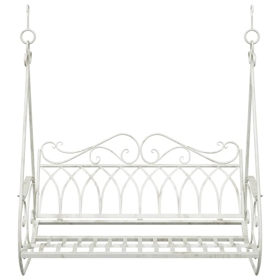 Banc Balançoire Acier 112 x 60 x 126,5 cm Blanc antique - 3