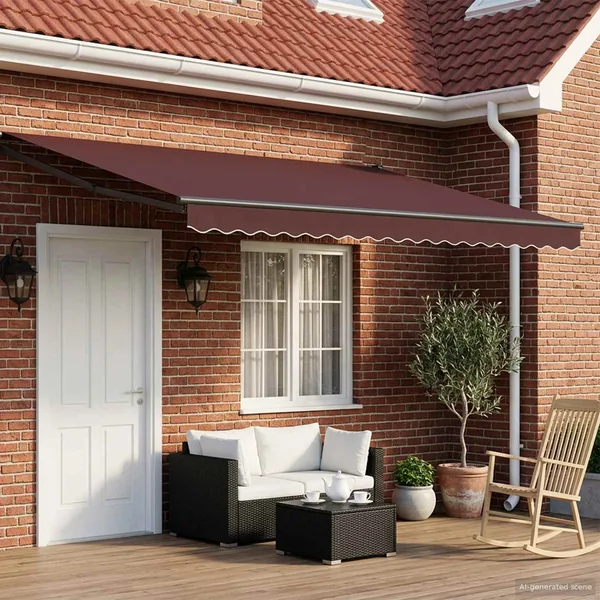 Auvent rétractable électrique Marron et anthracite 5 x 3 m