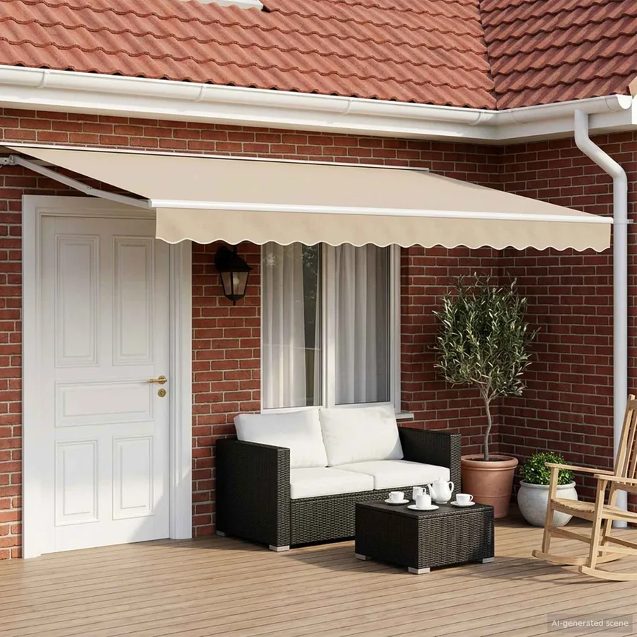 Auvent rétractable électrique Beige et blanc 4,5 × 3,5 m