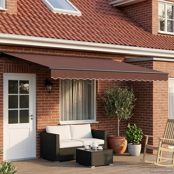 Auvent rétractable électrique Marron et anthracite 4 × 3,5 m