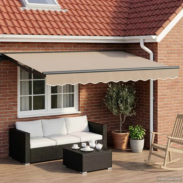 Cadre de store manuel avec LEDs Beige et Anthracite 2,5 x 2 m