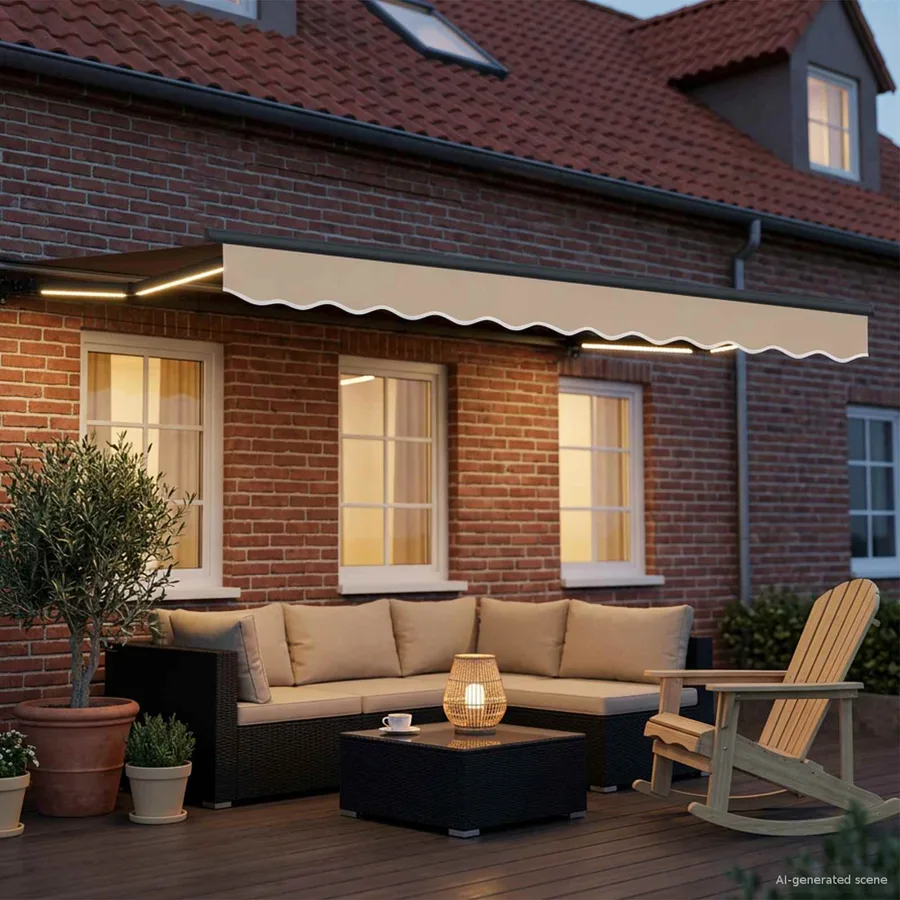 Cadre de store manuel avec LEDs Beige et Anthracite 2,5 x 2 m - 3