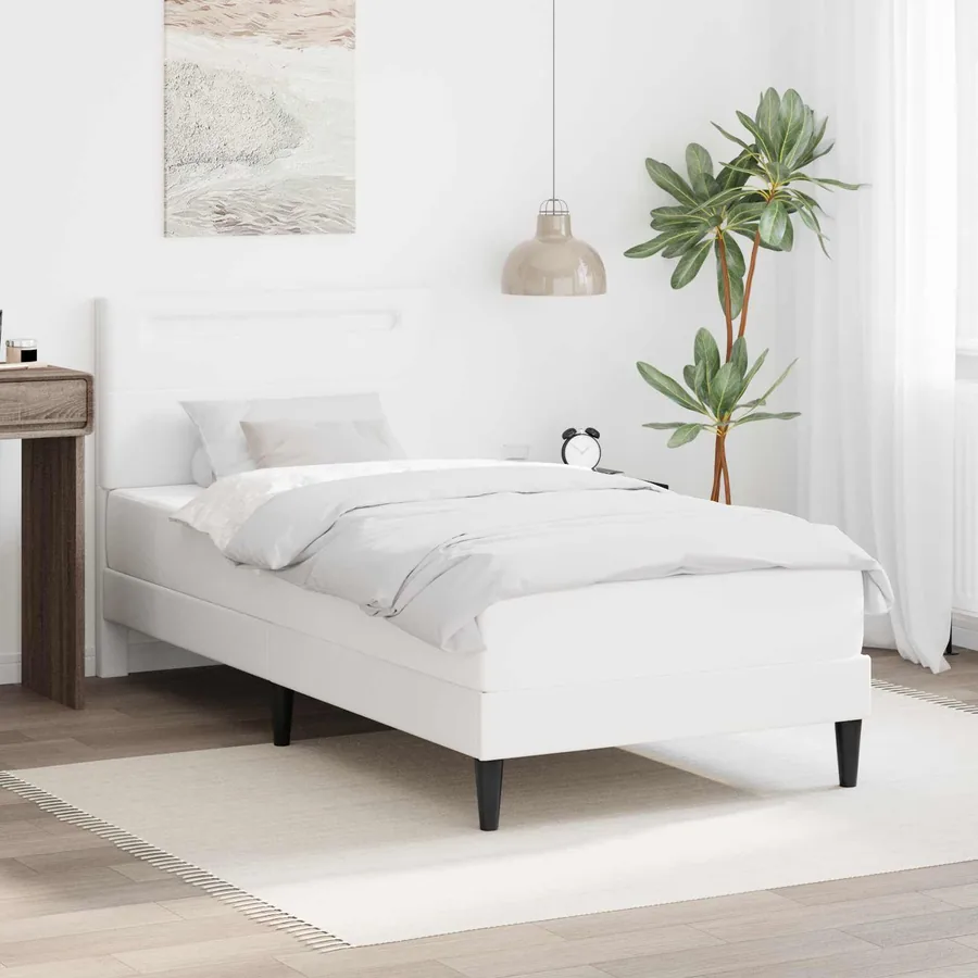Cadre de lit avec bandes LED Blanc 100 x 200 cm Simili cuir