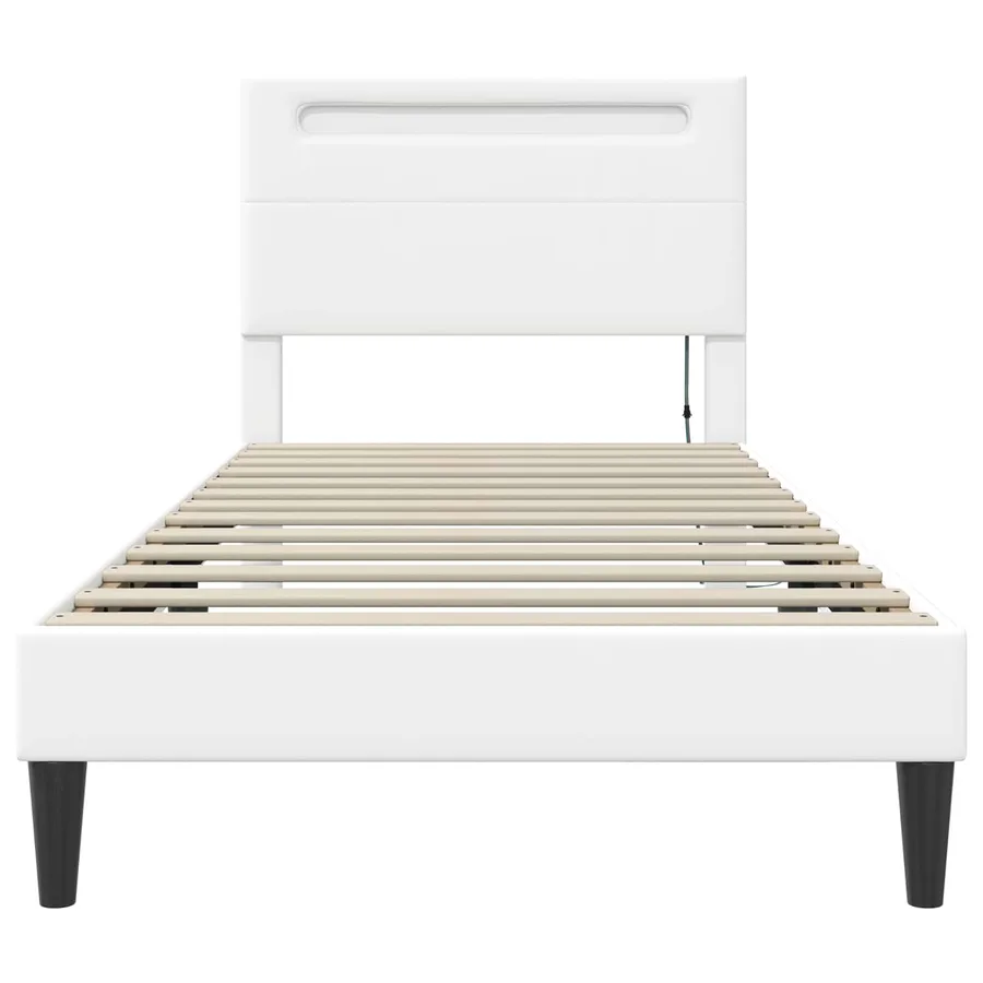 Cadre de lit avec bandes LED Blanc 100 x 200 cm Simili cuir - 6