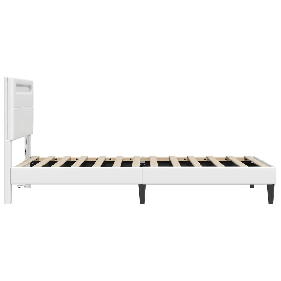 Cadre de lit avec bandes LED Blanc 100 x 200 cm Simili cuir - 7