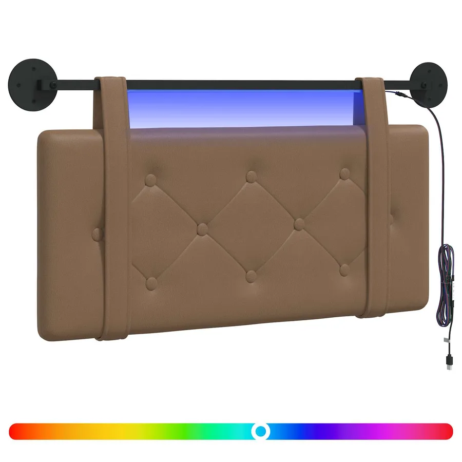 Tête de lit suspendue Avec lumière LED Cappuccino Simili cuir - 2