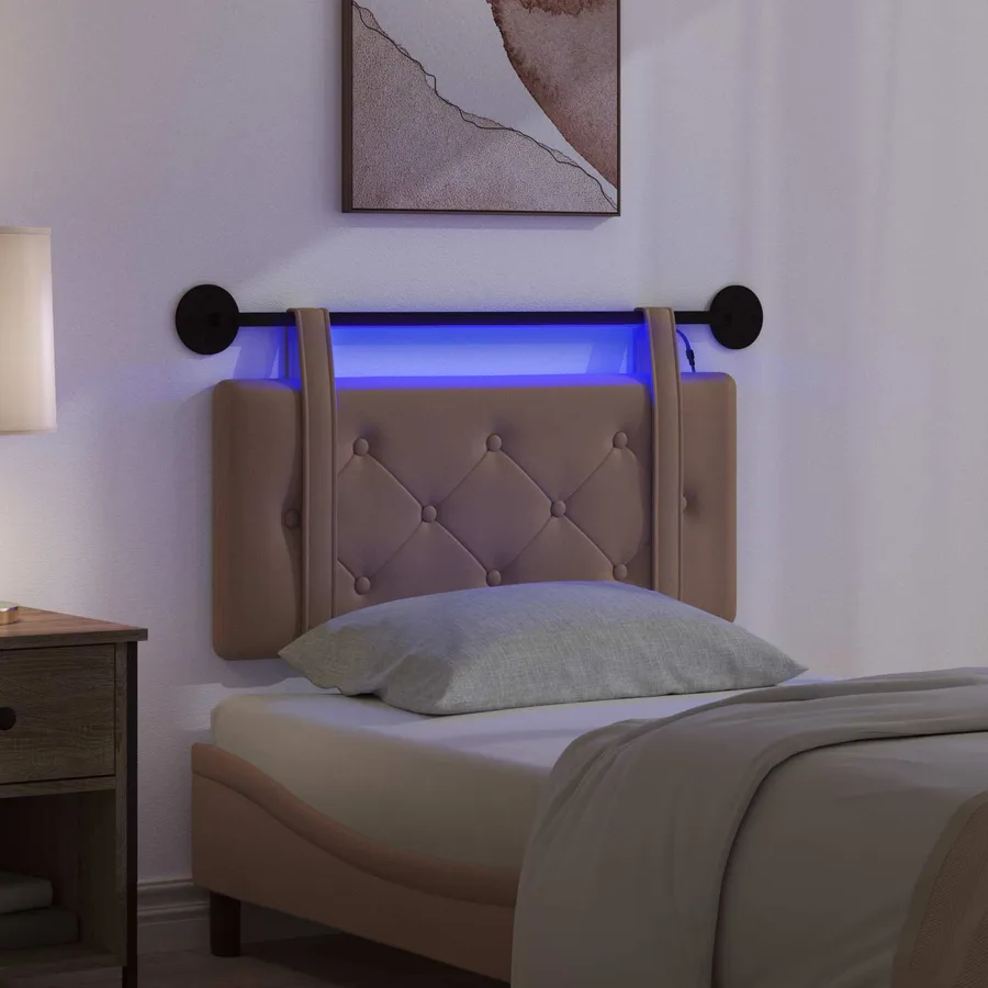 Tête de lit suspendue Avec lumière LED Cappuccino Simili cuir - 5