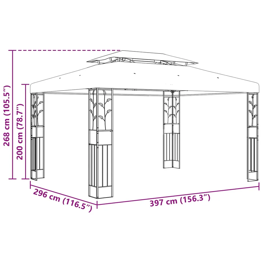 Pavillon 3,97 x 2,96 x 2,68 m Vert Polyester et Acier - 8