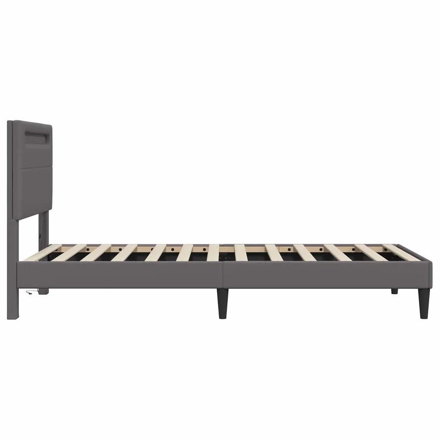 Cadre de lit avec bandes LED Gris 90 x 200 cm Simili cuir - 7