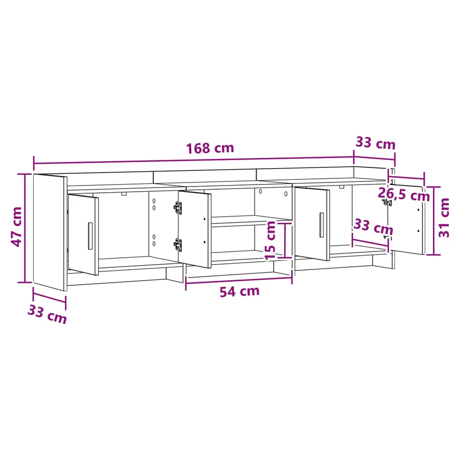Meuble TV 168 x 33 x 47 cm Bois ancien Bois d'ingénierie - 10