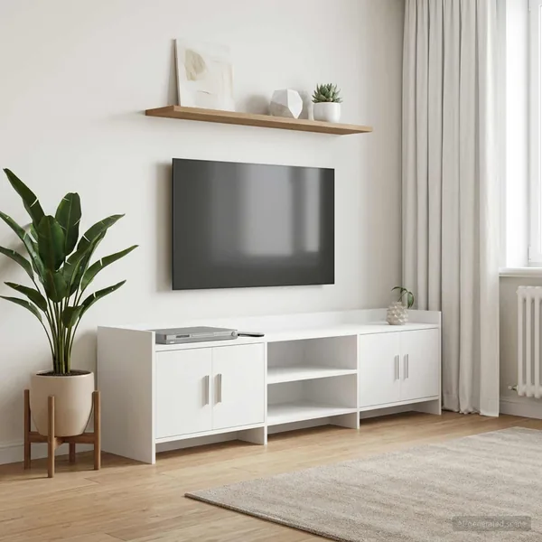 Meuble TV 168 x 33 x 47 cm Blanc Bois d'ingénierie