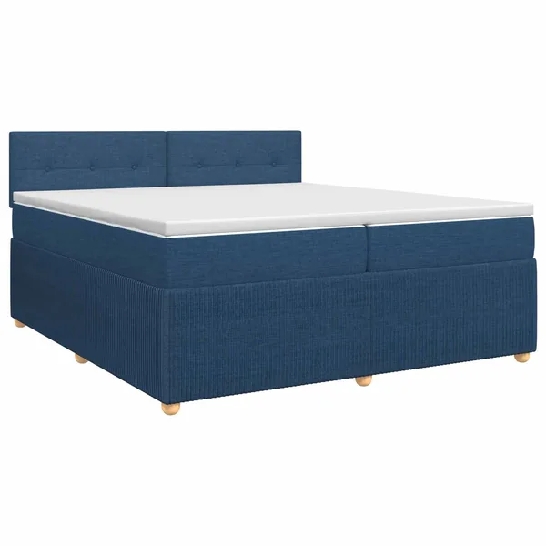 Lit boxspring avec matelas Bleu 200 x 200 cm Tissu