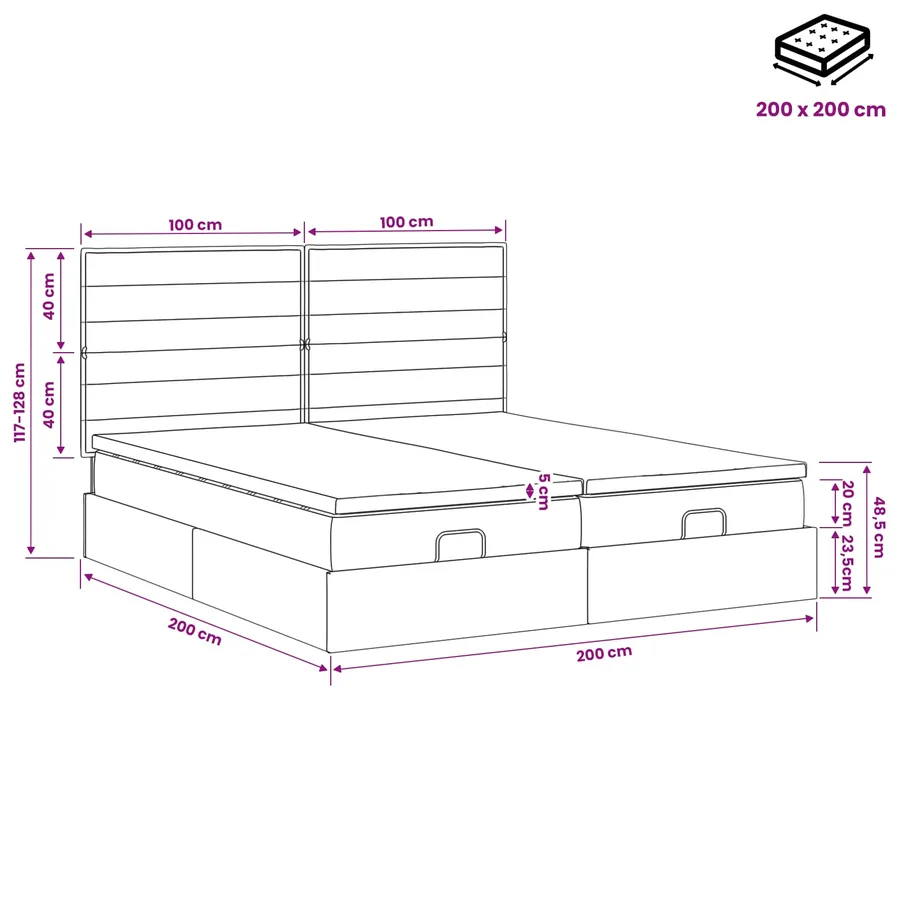 Lit ottoman avec matelas 2 pcs Gris foncé Tissu - 11