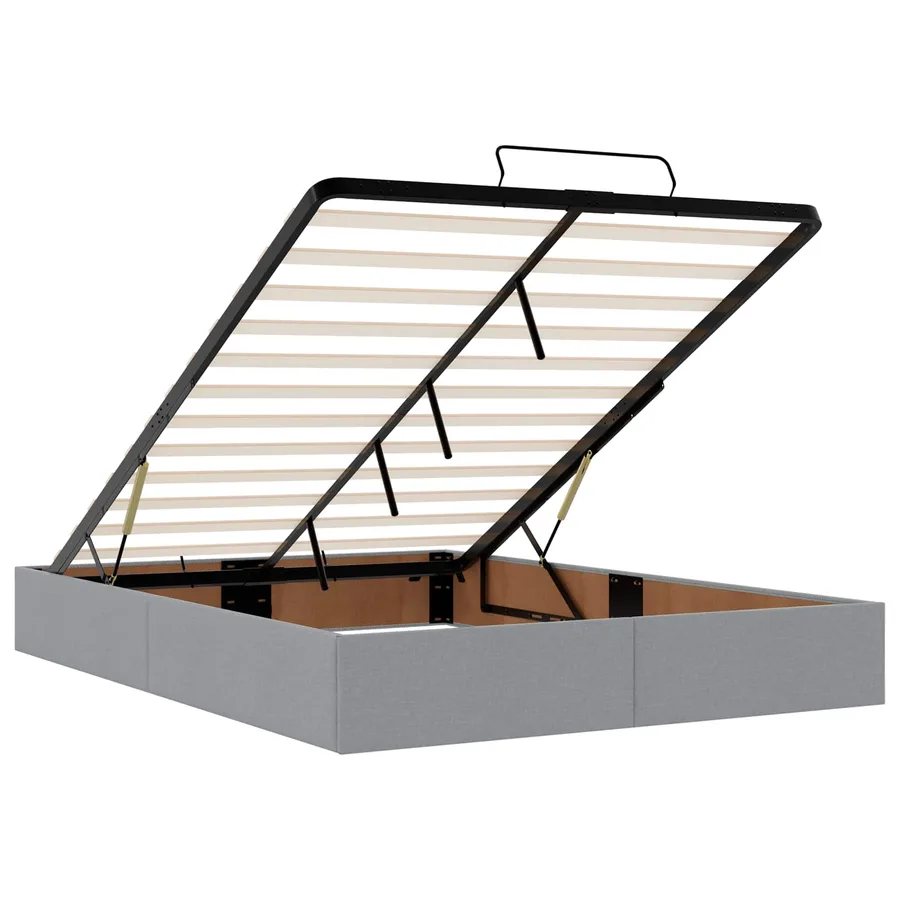 Lit ottoman avec matelas Gris clair 140 x 190 cm Tissu - 5