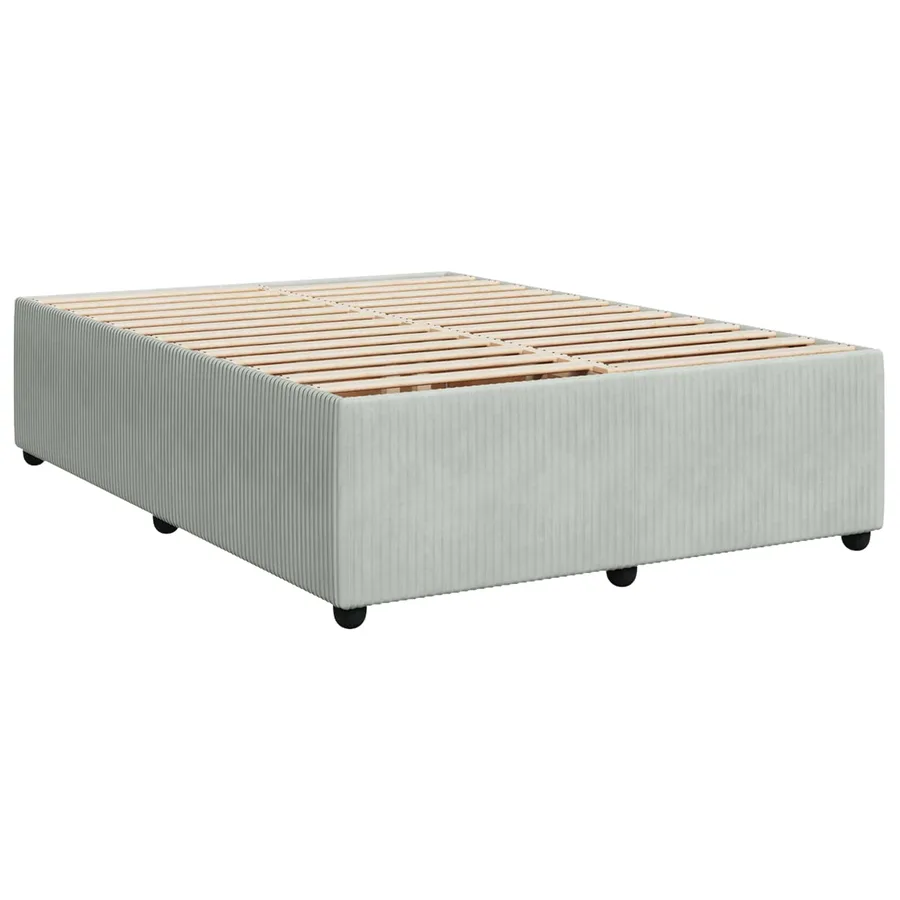 Lit boxspring LED avec matelas Gris clair 160 x 200 cm Velours - 4
