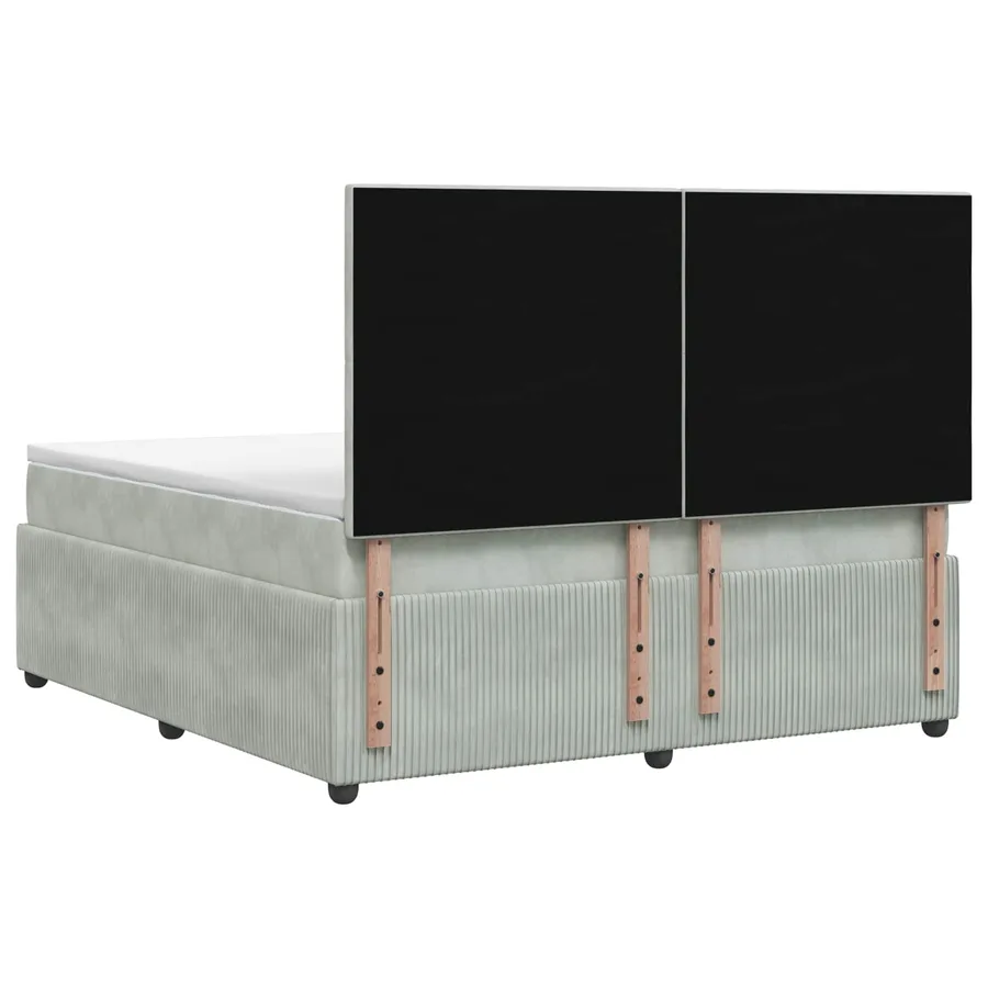 Lit boxspring LED avec matelas Gris clair 160 x 200 cm Velours - 7