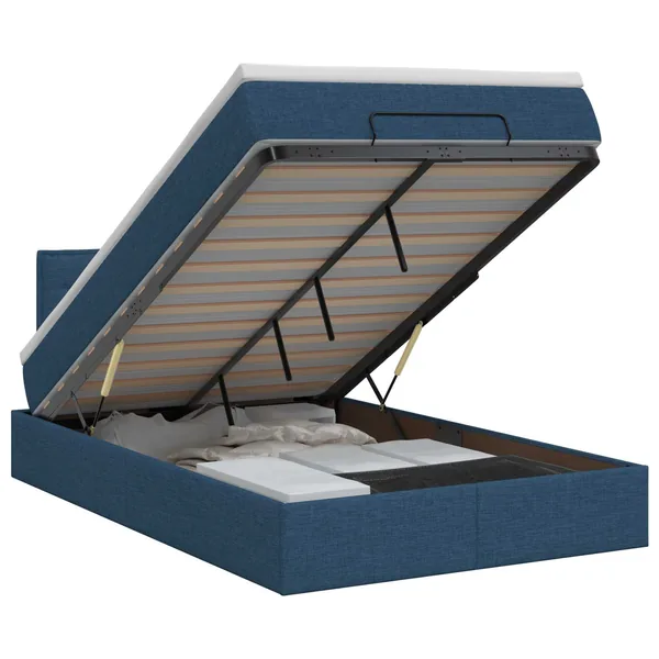 Lit ottoman avec matelas Bleu 120 x 200 cm Tissu