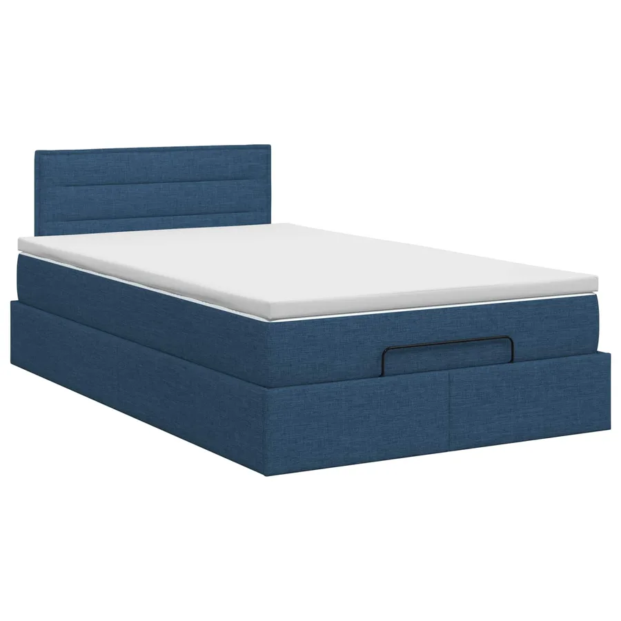 Lit ottoman avec matelas Bleu 120 x 200 cm Tissu - 7