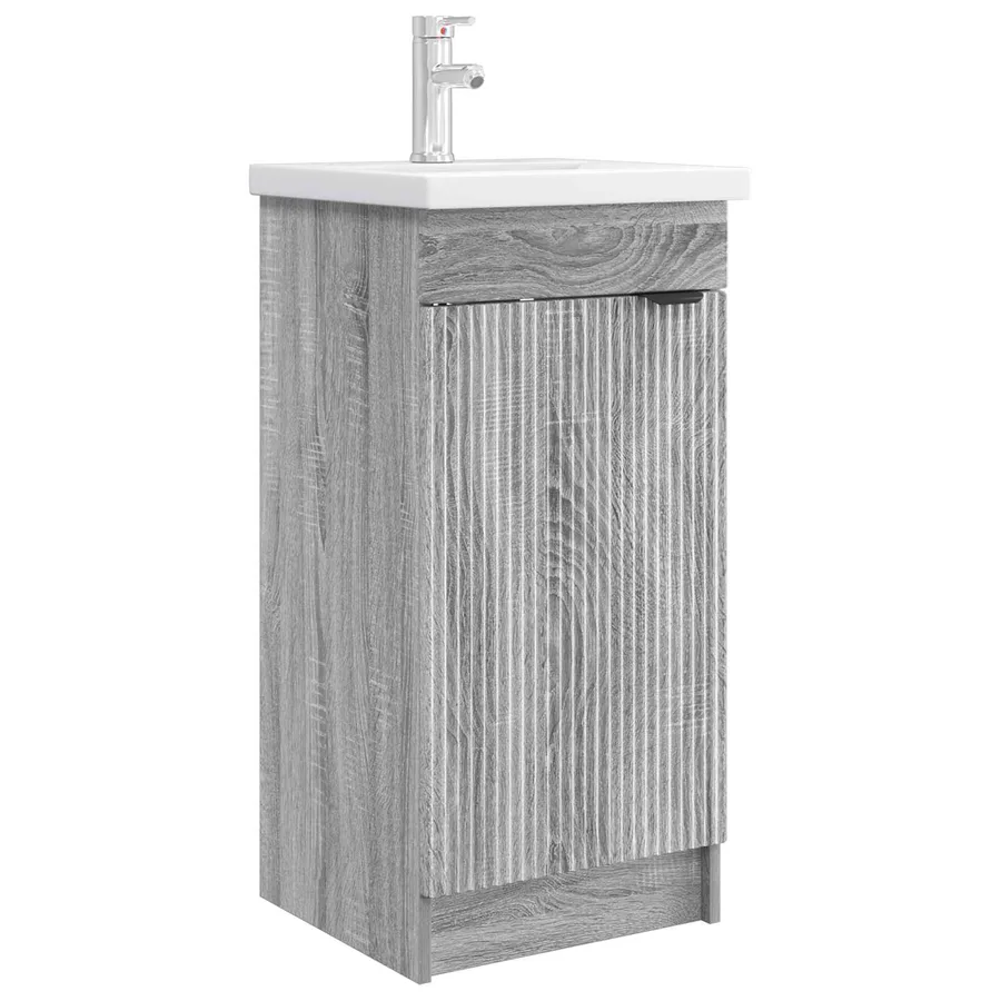 Meuble de salle de bain avec évier Sonoma gris - 2