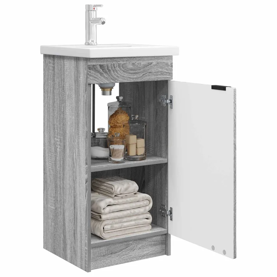 Meuble de salle de bain avec évier Sonoma gris - 3