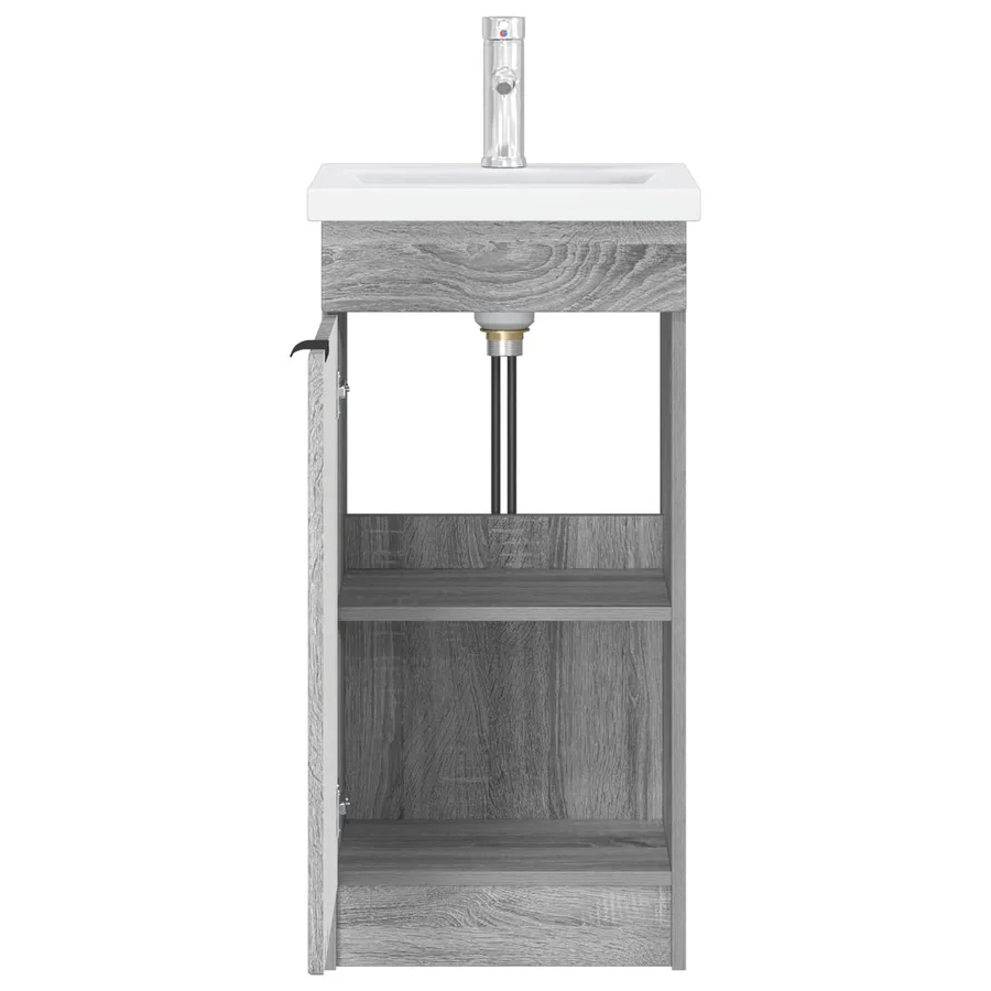 Meuble de salle de bain avec évier Sonoma gris - 4