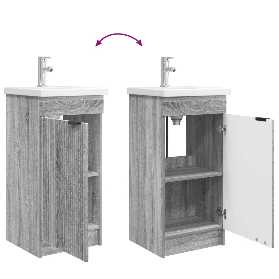 Meuble de salle de bain avec évier Sonoma gris - 8