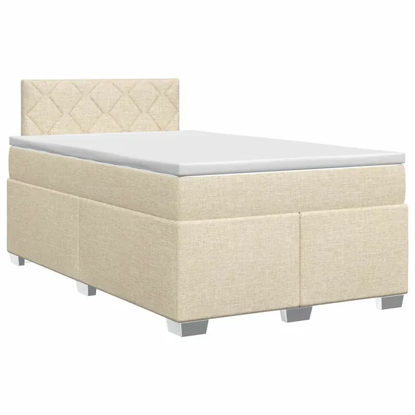 Lit boxspring avec matelas Crème 120 x 200 cm Tissu