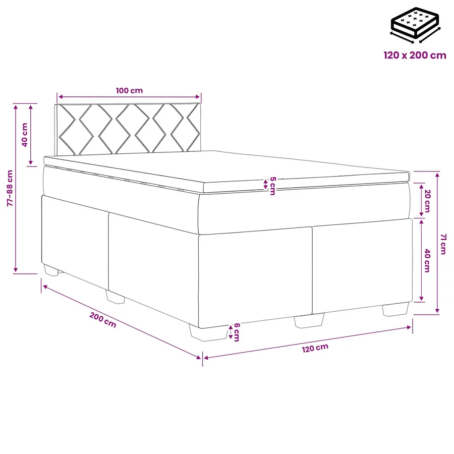 Lit boxspring avec matelas Crème 120 x 200 cm Tissu - 10