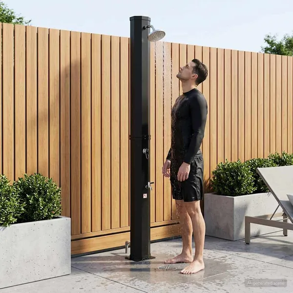 Douche solaire avec pommeau de douche et robinet 40 l Noir