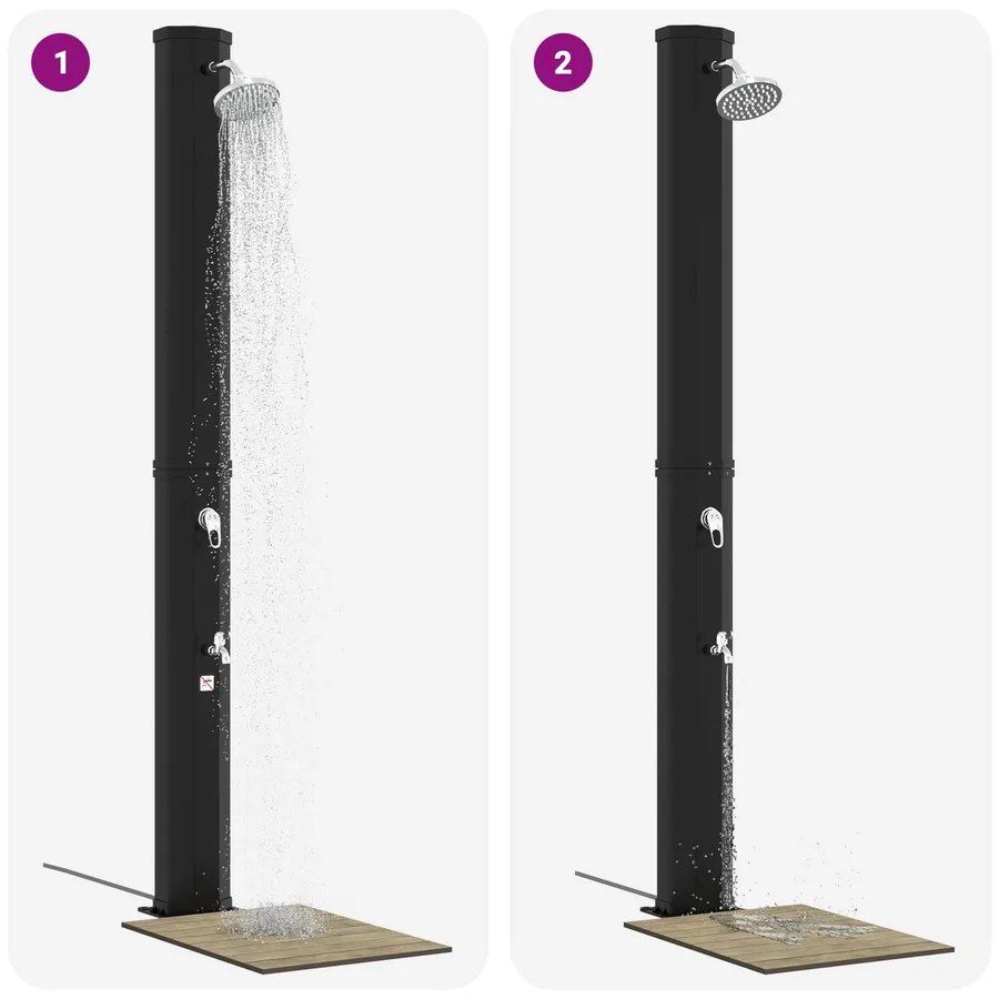 Douche solaire avec pommeau de douche et robinet 40 l Noir - 3